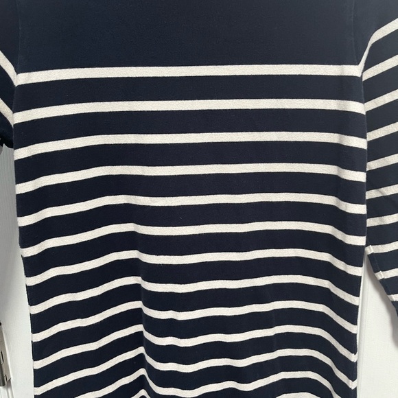 LL Bean Dress S Reg Navy White Heritage Striped Cotton Nautical Mariner Small - Picture 12 of 14